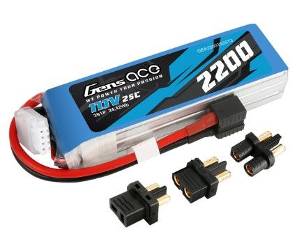 11.1V 2200mAh 3S1P 25C Lipo: EC3, Deans And XT60