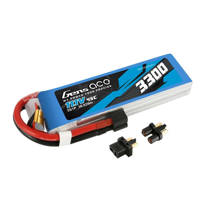 11.1V 3300mAh 45C 3S1P Lipo: EC3 And Deans Adapter