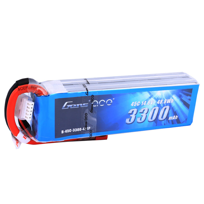 Gens Ace - 206 - 3300mAh 4S1P 14.8V 45C LiPo Deans Plug Étui Souple 136x42x31mm