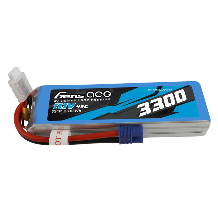 11.1V 3300 mAh 3S 45C, LiPo, Soft Pack EC3