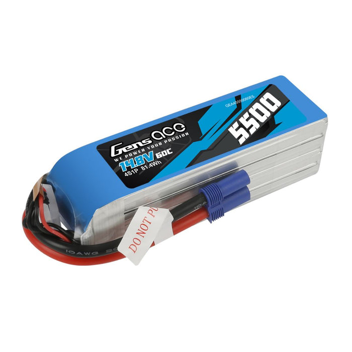 14.8V 5500 mAh 4S 60C Lipo: EC5  Soft Pack