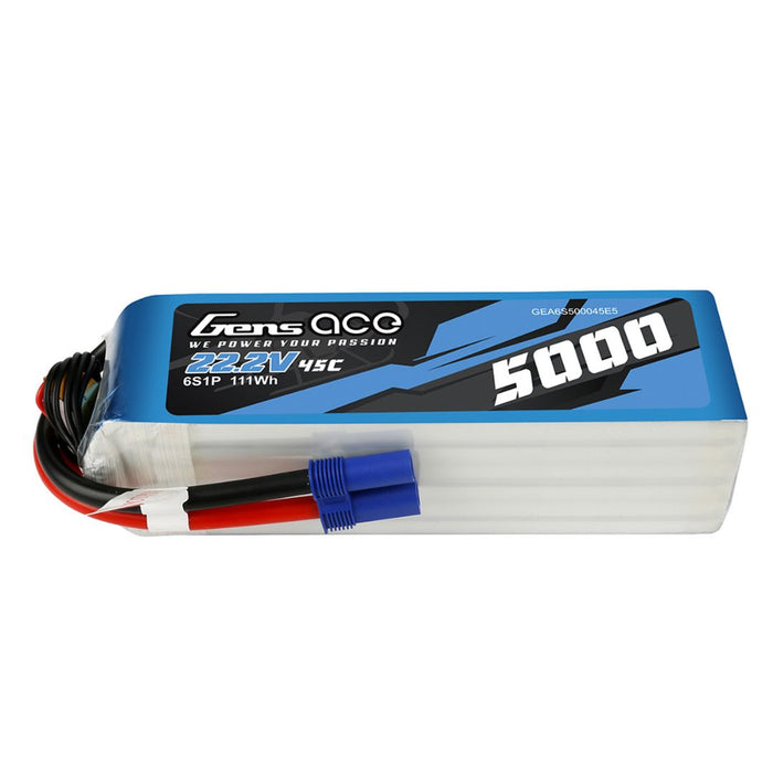 22.2V 5000 mAh 6S 45C, LiPo, Soft Pack, EC5