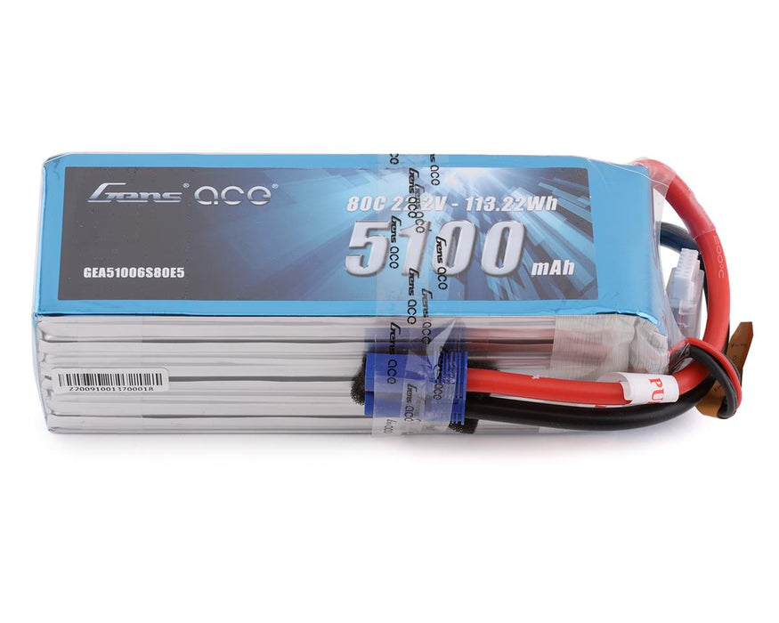 22.2V 5100mAh 6S 80C Lipo: EC5