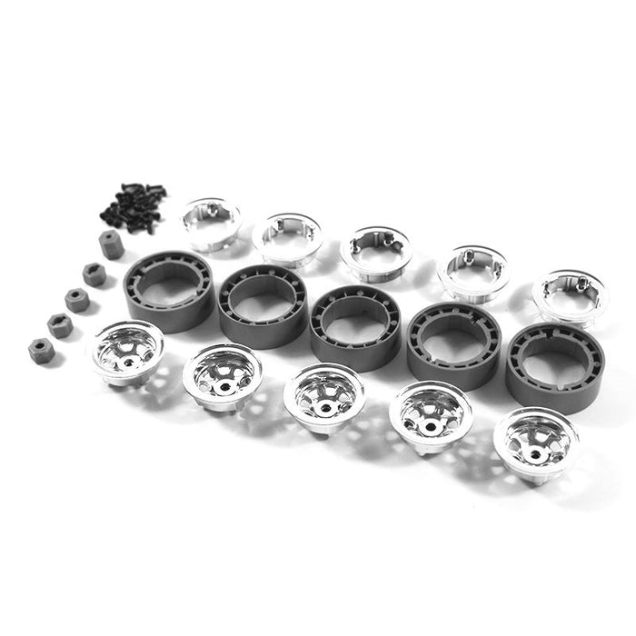 Hobby Plus 1.0" Internal Beadlock Wheel Set (Chrome)(4) For CR-18