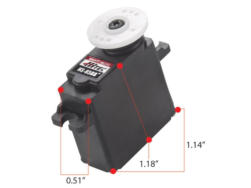 Hitec HS-85BB Premium Micro, nylon, servo BB supérieur (49 oz/in | 0,14 sec | 1,14 x 0,51 x 1,18")