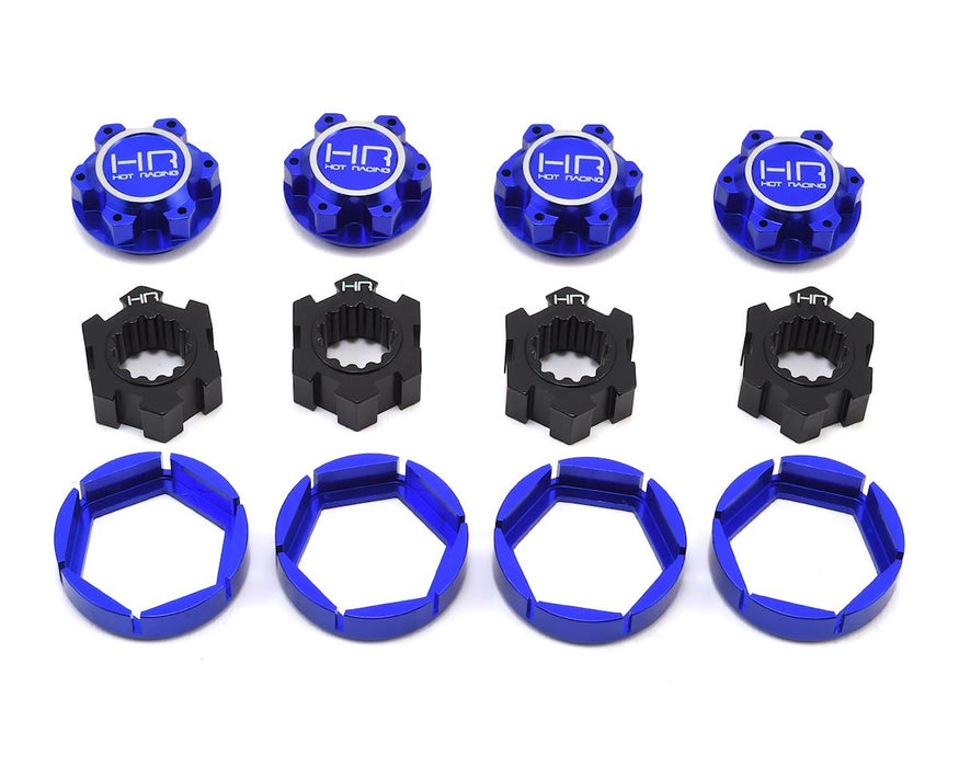 Jeu de roues à moyeu hexagonal de 24 mm avec verrouillage en aluminium Traxxas X-Maxx Hot Racing (bleu)