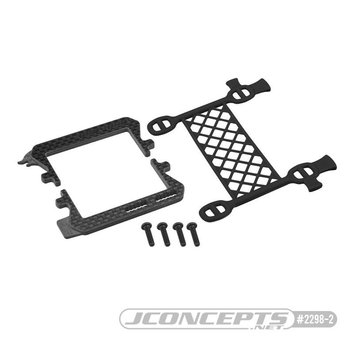 JConcepts B6.3 logo carbone/support de batterie pour filet de chargement, (noir) (convient aux générations Team Associated B6, T6 et SC6)