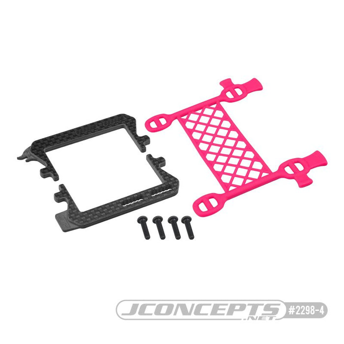 JConcepts B6.3 logo en carbone/support de batterie pour filet de chargement, (rose) (convient aux générations Team Associated B6, T6 et SC6)