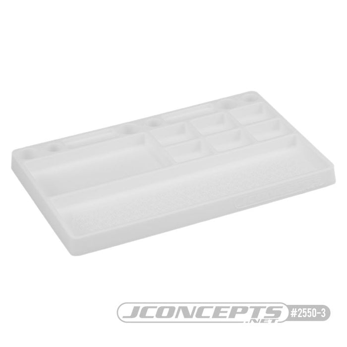 JConcepts Parts Tray, Rubber Material - White Size: 181mm x 114mm x 12.5mm (7.125" x 4.5" x .5")