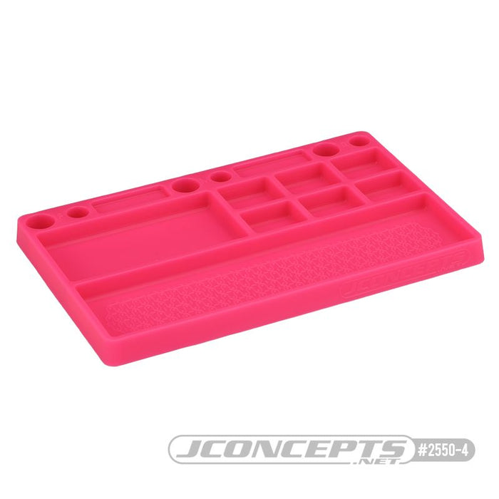 JConcepts Parts Tray, Rubber Material - Pink Size: 181mm x 114mm x 12.5mm (7.125" x 4.5" x .5")