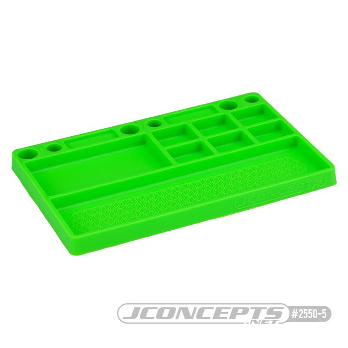 JConcepts Parts Tray, Rubber Material - Green Size: 181mm x 114mm x 12.5mm (7.125" x 4.5" x .5")