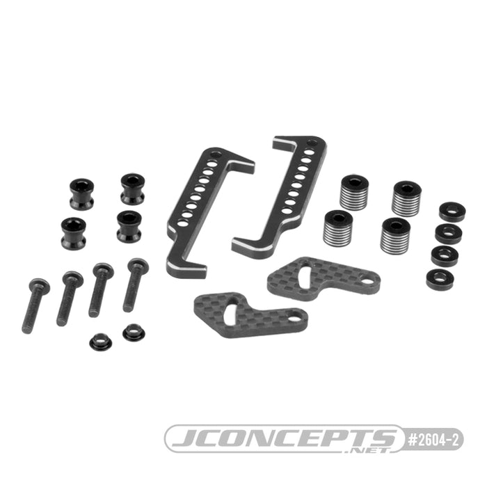 JConcepts B6.3 | T6.2 | SC6.2, swing operated battery retainer set - black (Fits - B6.3 | T6.2 | SC6.2)