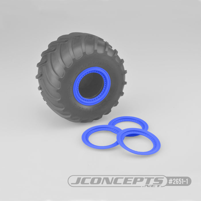 JConcepts Tribute Wheel Mock Beadlock Rings - Bleu - Ensemble à coller, 4 pièces. (Convient aux roues Tribute n° 3377)