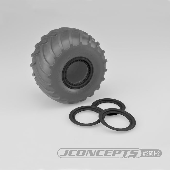 JConcepts Tribute Wheel Mock Beadlock Rings - Noir - Ensemble à coller, 4 pièces. (Convient aux roues Tribute n° 3377)