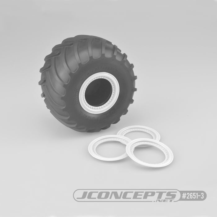 JConcepts Tribute Wheel Mock Beadlock Rings - Blanc - Ensemble à coller, 4 pièces. (Convient aux roues Tribute n° 3377)