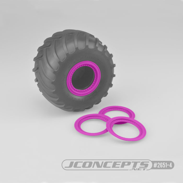 JConcepts Tribute Wheel Mock Beadlock Rings - Rose - Ensemble à coller, 4 pièces. (Convient aux roues Tribute n° 3377)