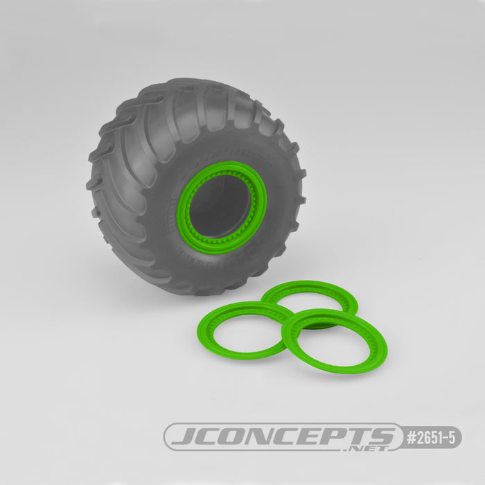 JConcepts Tribute Wheel Mock Beadlock Rings - Vert - Ensemble à coller, 4 pièces. (Convient aux roues Tribute n° 3377)