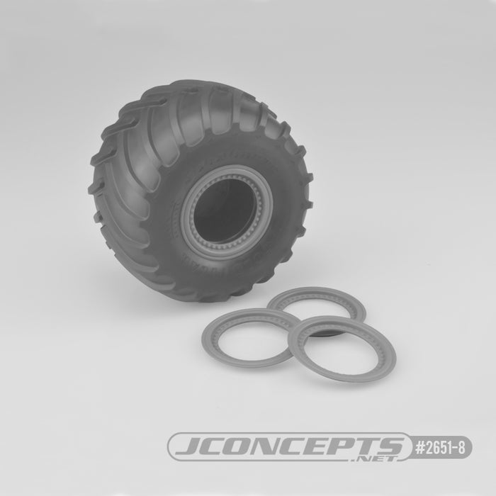 JConcepts Tribute Wheel Mock Beadlock Rings - Argent - Ensemble à coller, 4 pièces. (Convient aux roues Tribute n° 3377)