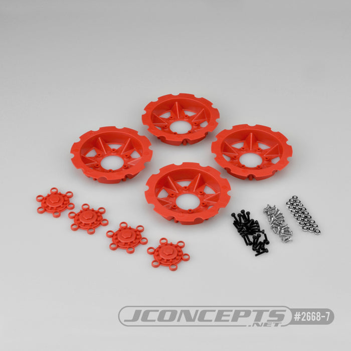 JConcepts "Tracker" Monster Truck Wheel Mock Beadlock Rings (Red) (4)