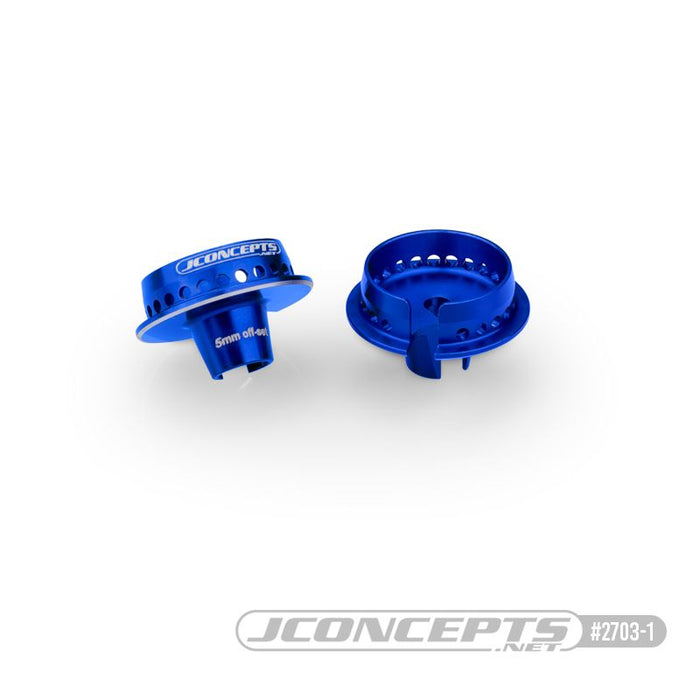 JConcepts Aileron, coupelle à ressort de 13 mm, décalage de 5 mm pour ressort Team Associated de 13 mm - Bleu