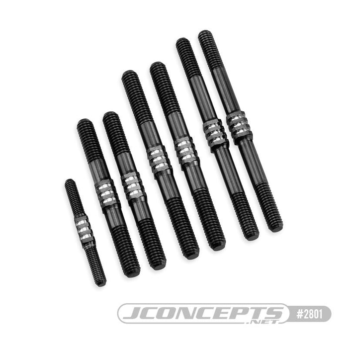 JConcepts TLR 8ight-X 2.0 - E Fin Titanium Turnbuckle Set - Black, 7pc (FitsTLR 8ight-X 2.0 | 8ight-XE 2.0)