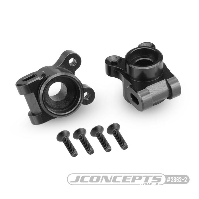 JConcepts B6.2 | B6.3 Aluminum rear hub carriers, L&R - black (Fits - B6.2 | B6.3)