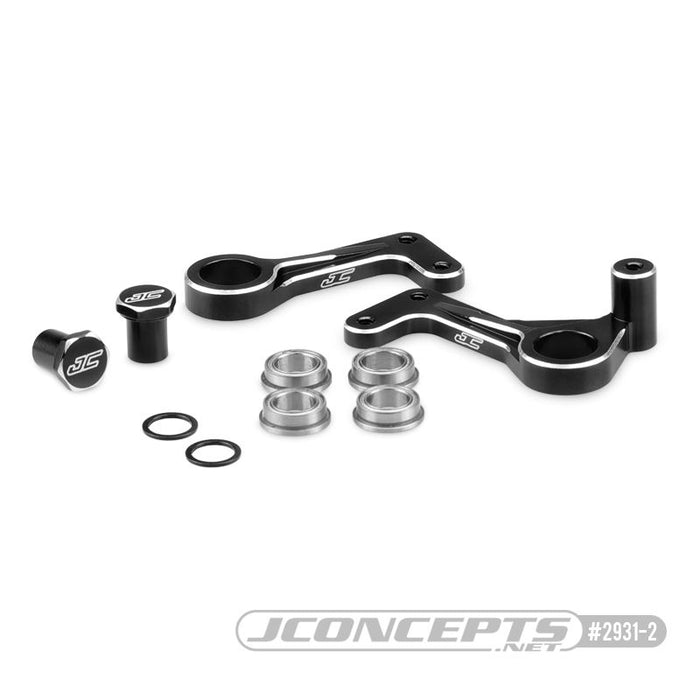 JConcepts RC10T Aluminum Steering Bellcranks - Black - Fits Team Associated RC10T