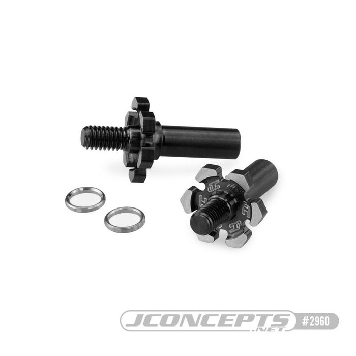 JConcepts B6.3 Fin Titanium Front Axle w/ 1mm Adjustable Spacer - Black - Fits Team Associated B6.3