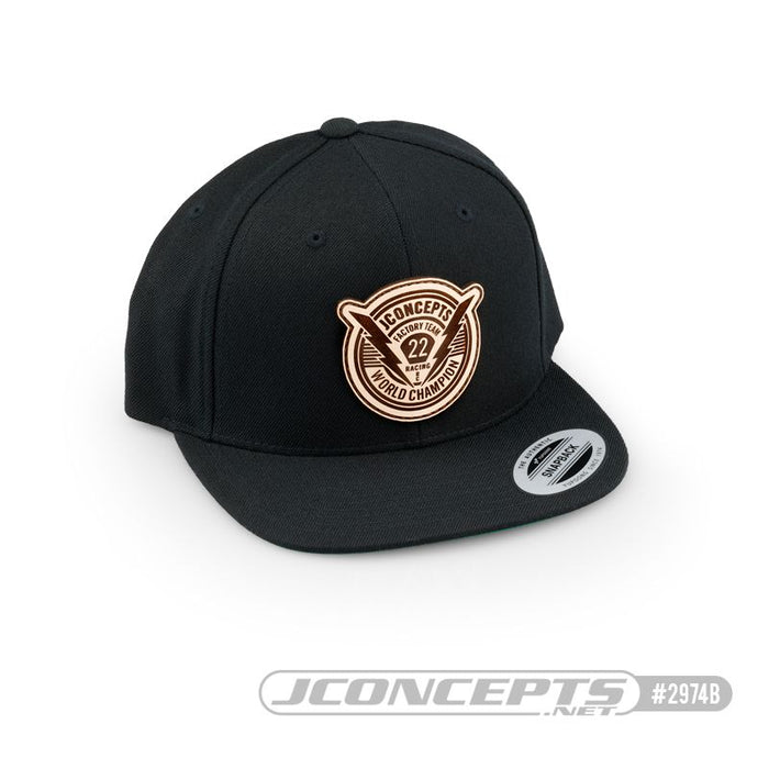 JConcepts - "Forward Pursuit" 2022 Hat - embroidered, flat bill, snap-back design - Black