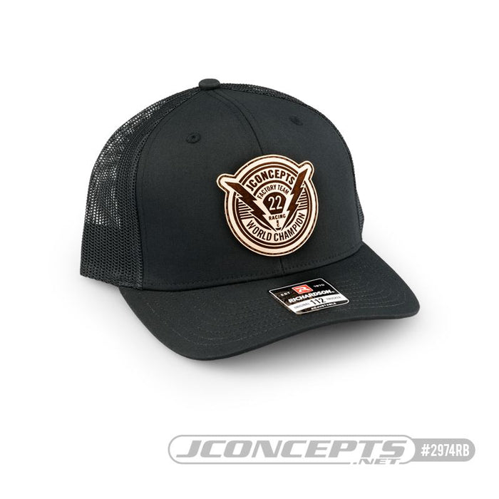 JConcepts - "Forward Pursuit" 2022 Hat - round bill, mesh, snap-back design - Black