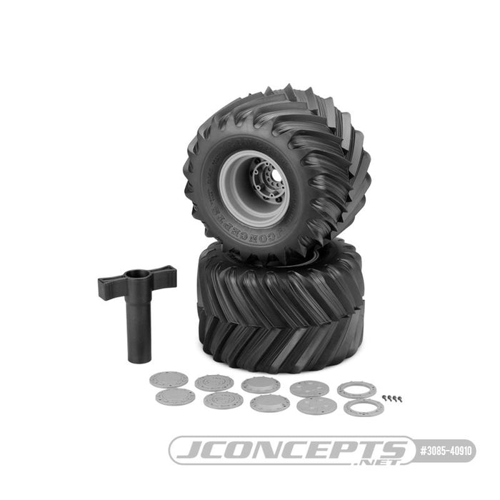 JConcepts - Renegades - 2,6 x 3,8 - Composé jaune, pré-monté sur des roues argentées #3423S (convient aux Traxxas E-Revo, Arrma Kraton)