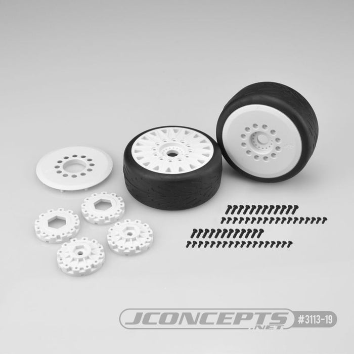 JConcepts Speed Claw - platinum compound, belted, pre-mounted on white #3395 wheels