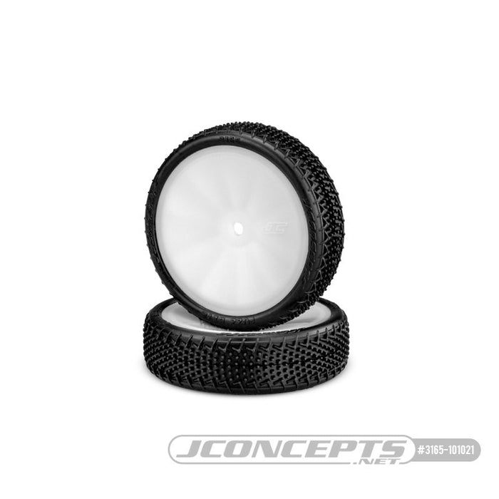 JConcepts Fuzz Bite LP 2wd Front - Pre-Mounted on 3376 White Wheels Fits – 1/10th front 2wd vehicles