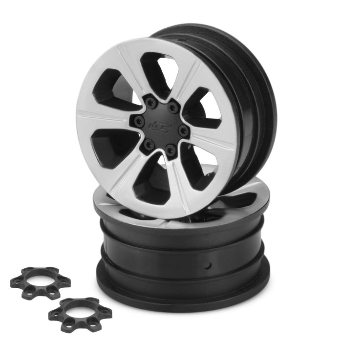 JConcepts Hustle - Roue à coller Vaterra Ascender 1,9" 12 mm - (noir avec placage argenté) - 2pc.