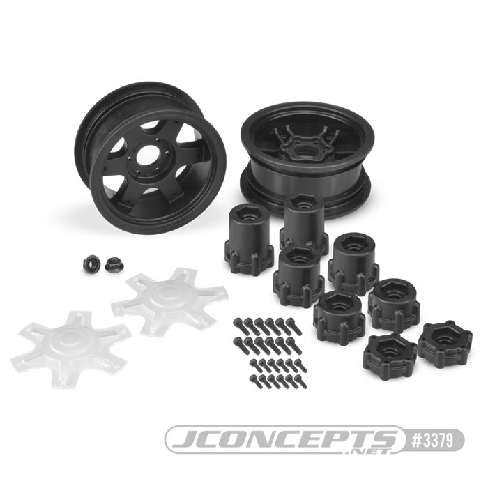 JConcepts Dragon - 2.6" mega truck wheel w/ adaptors, discs - (black) - 2pc. (Fits - #3155 Fling Kings 2.6" tire)