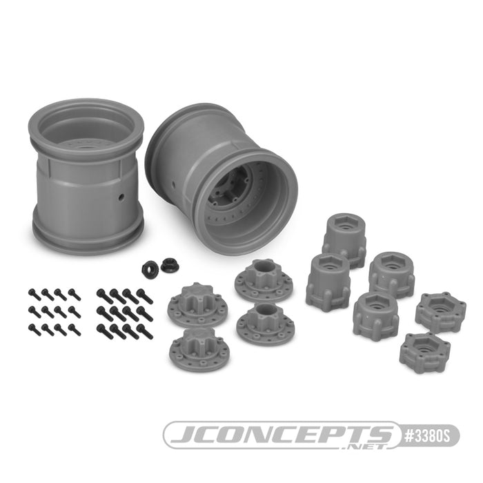 JConcepts Midwest 2.2" MT 12mm hex wheel w/ adaptors - (silver) - 2pc.