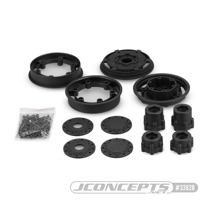 JConcepts Tribute Transport - 2.4" Monster Truck transport wheel w/adaptors - Black 2pc - Fits - #3189-010 Transporter tire