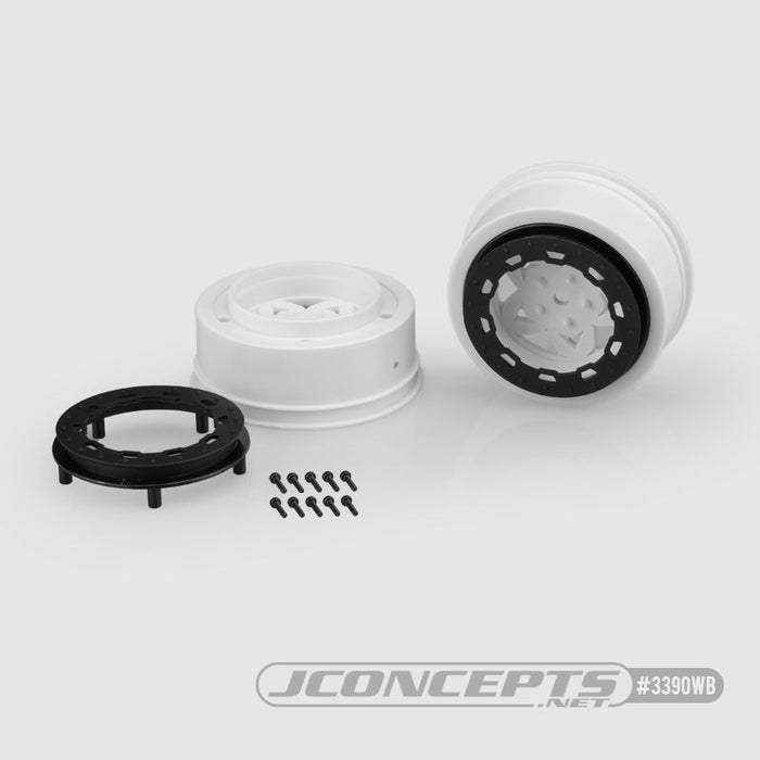 JConcepts Tremor, Slash narrow front wheel - white wheel / black beadlock - 2pc. (Fits - #3153, SCT 3.0 x 2.2" tire)