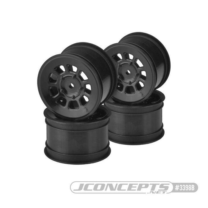 JConcepts 9 shot - B7 | B6.4 | B74.2| YZ2 | YZ4 | XB2 | XB4 | LD3 | L1R, 2.2" rear wheel (Black)- 4pc