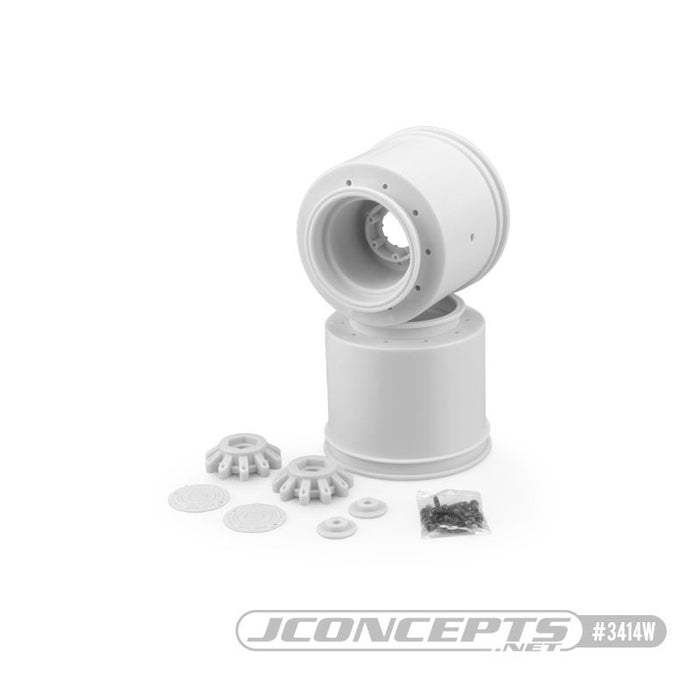 JConcepts Aggressor - 2.6 x 3.8" 17mm Hex Monster Truck Wheel, White Fits â€“ JConcepts 3084, 3085 Tire Losi LMT, Traxxas Maxx wheel