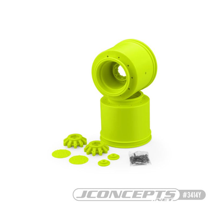 JConcepts Aggressor - 2.6 x 3.8" 17mm Hex Monster Truck Wheel, Yellow Fits â€“ JConcepts 3084, 3085 Tire Losi LMT, Traxxas Maxx Wheel