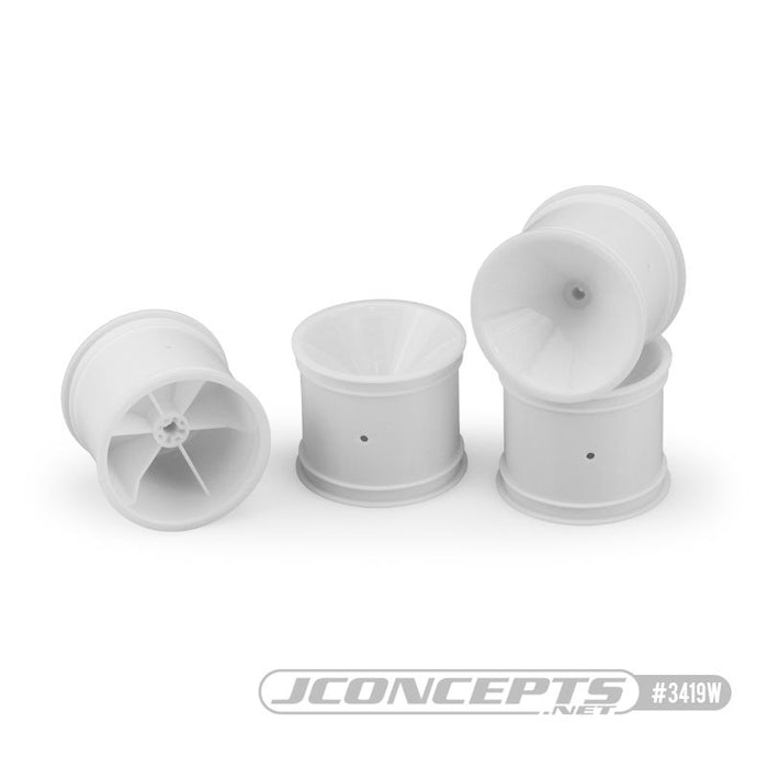 JConcepts Mono RC10T, T2, T3, GT Rear 3/16" Axle Wheel - White - 4pc Fits RC10T, T2, T3, GT