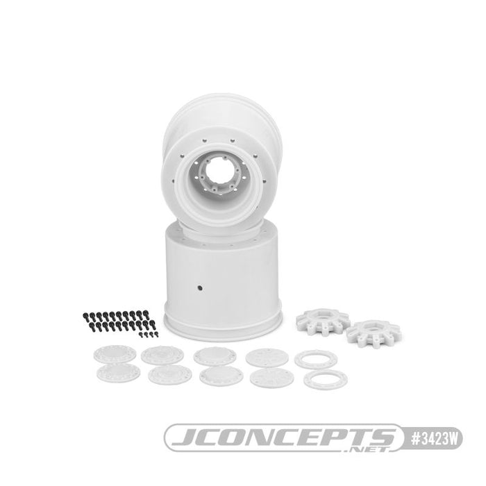 JConcepts - Aggressor - Roue Hex Monster Truck 2,6 x 3,8" 17 mm, (Blanc) avec moyeux interchangeables (convient - Traxxas E-Revo 2.0, Arrma Kraton) avec moyeux interchangeables