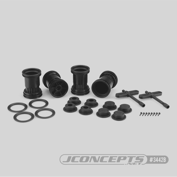 JConcepts Tribute - 1/24th Mini Monster Truck Wheel with Accessories (Black) - 4 pc. (Fits JCO4041, 4042 Tire)