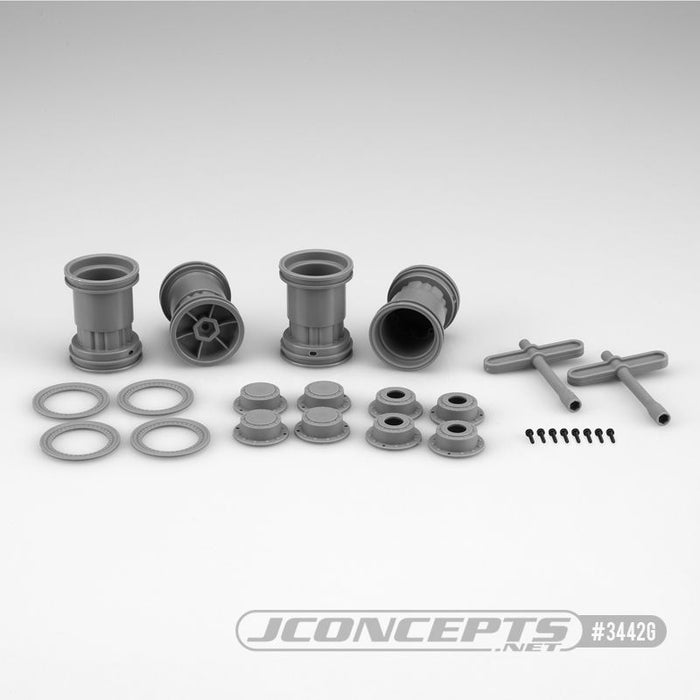 JConcepts Tribute - 1/24th Mini Monster Truck Wheel with Accessories (Gray) - 4 pc. (Fits â€“ JCO4041, 4042 Tire)