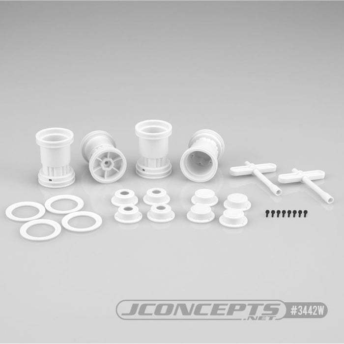 JConcepts Tribute - 1/24th Mini Monster Truck Wheel with Accessories (White) - 4 pc. (Fits â€“ JCO4041, 4042 Tire)