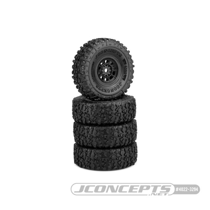 JConcepts Landmines - Green Compound - Pre-Mounted, Black #3430B Hazard Wheel (Fits - SCX24)