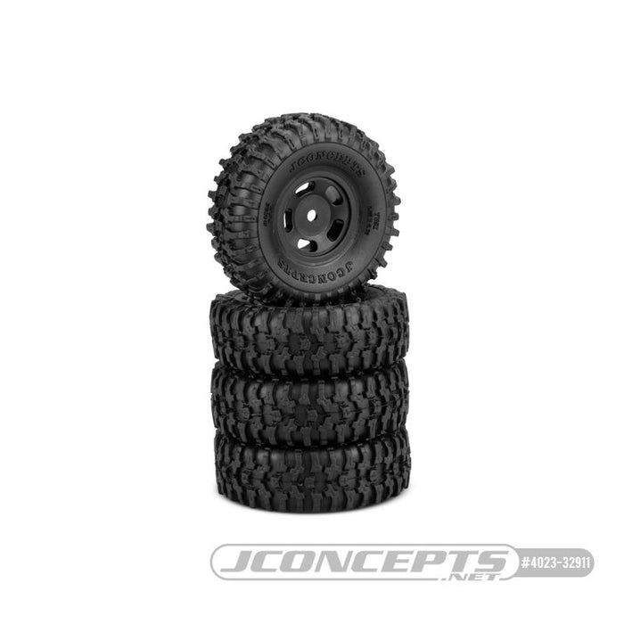 JConcepts 1.0" Tusk - Green Compound - Pre-Mounted, Black #3431B Glide 5 Wheel (Fits - SCX24)