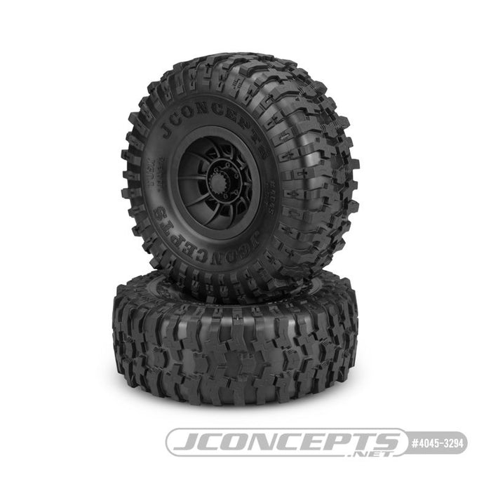 JConcepts 2.9" Tusk - SCX6 Tire, Green Compound - Pre-Mounted On 3436B Hazard Wheels