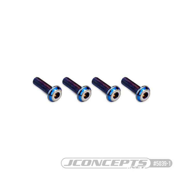 JConcepts 3x10mm Top Hat Titanium Screw (Screw Applications With 3mm) - Burnt Blue (4)